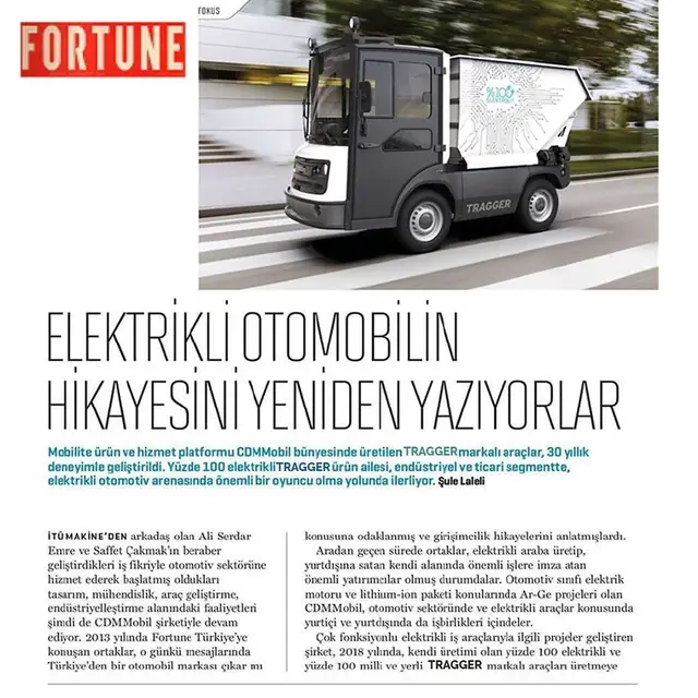 Fortune Türkiye — TRAGGER'ın kuruluş hikâyesi basın kupürü